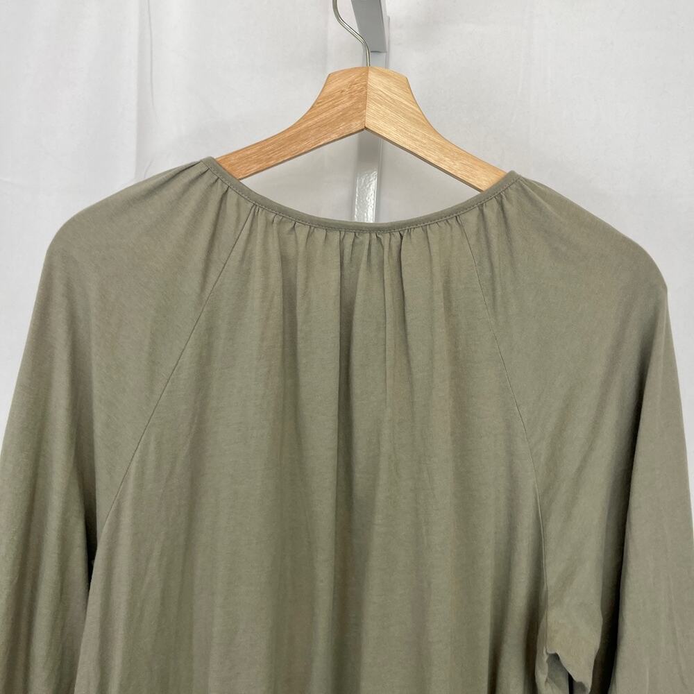J. JILL Embroidered Flutter Raglan Sleeve Tunic Keyhole Top Green Size L - Picture 6 of 9